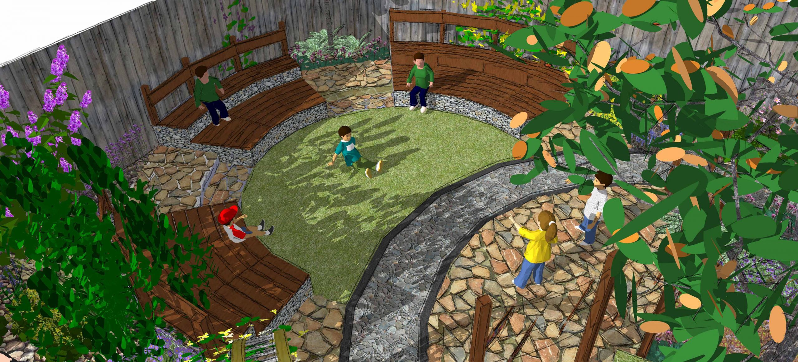 outdoor ampitheatre school garden design