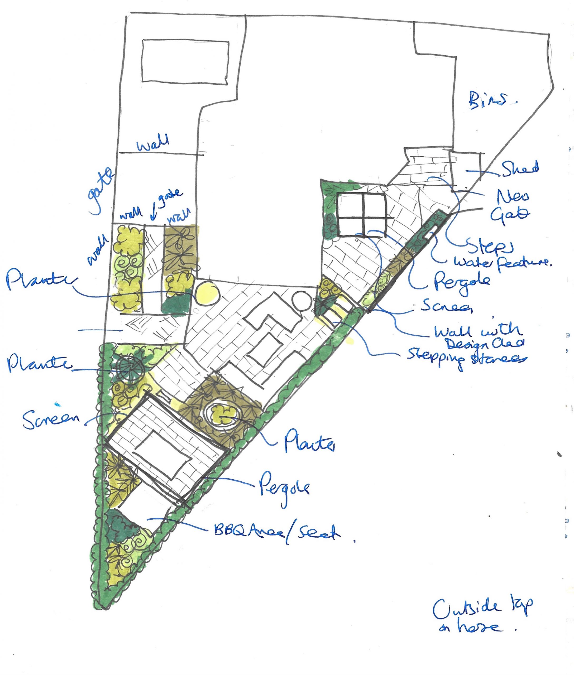 ED396 – garden sketch family garden design