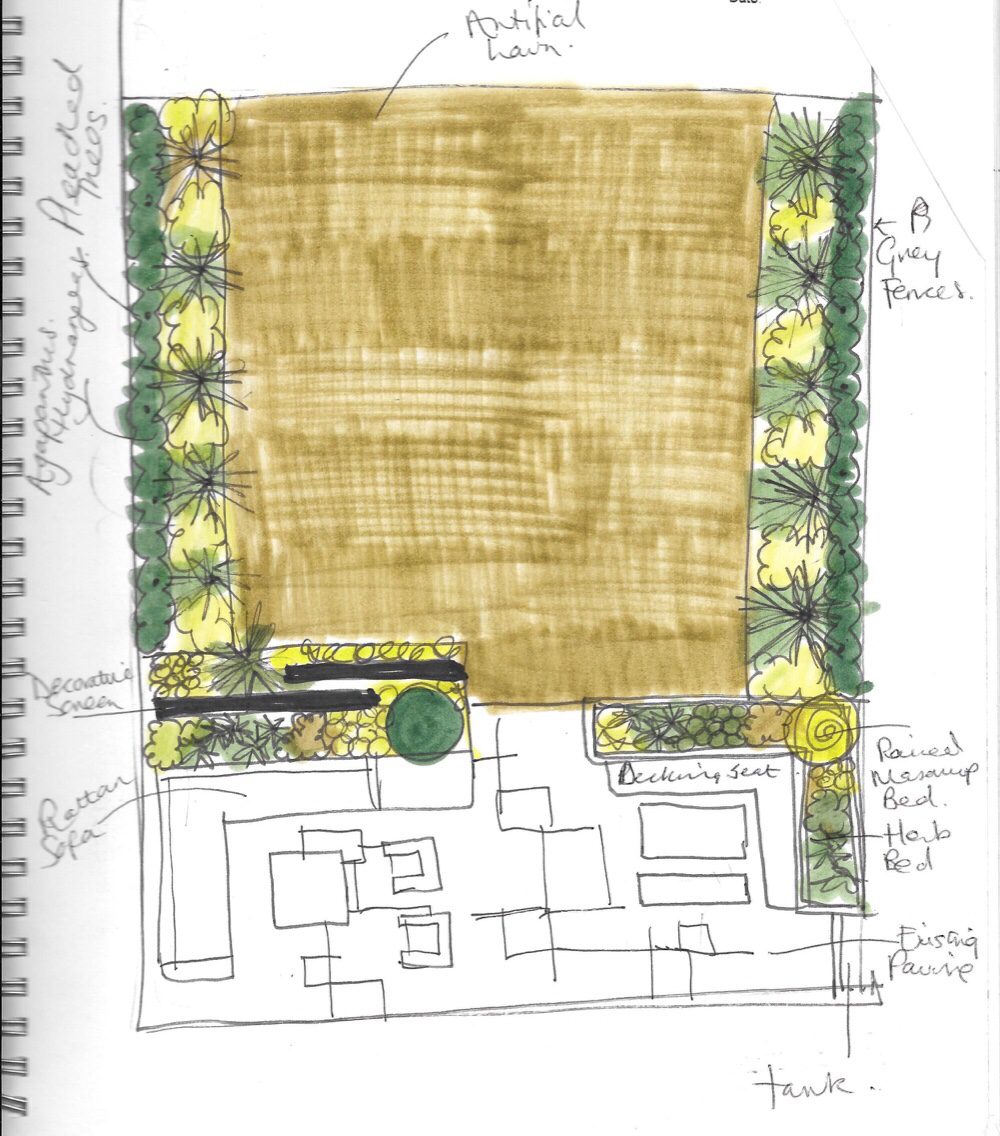 Garden-Design-sketch-for-South-Woodford-garden family garden design