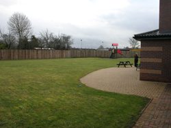 crescent-path family garden design