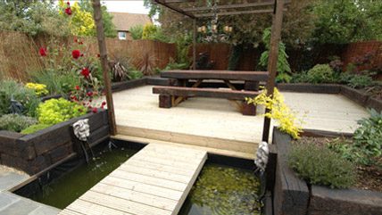 walkway-water-feature-garden-essex- family garden design
